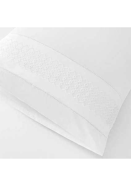 %100 Pamuk Percale Nevresim Seti 200X220 cm Beyaz - Juana Serisi modelleri
