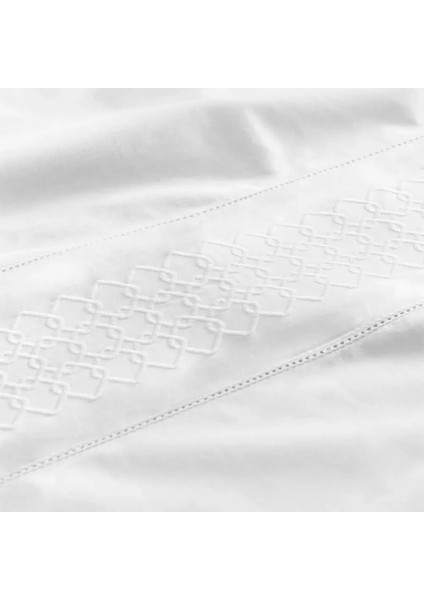 %100 Pamuk Percale Nevresim Seti 200X220 cm Beyaz - Juana Serisi indirimleri