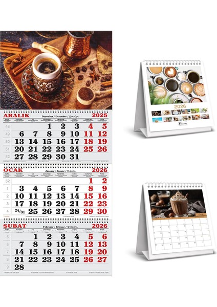 2026 Yılı Gemici Takvimi ve 1 Adet Masa Takvimi -Kahve