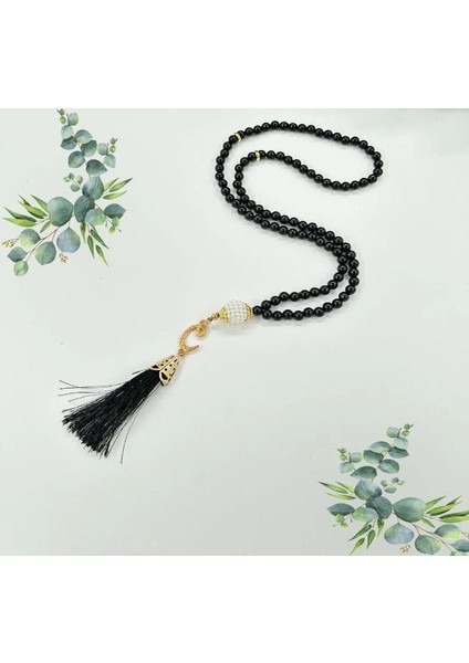 10 Adet Hediyelik Siyah Vavlı 99 Lu Cam Namaz Tesbihi