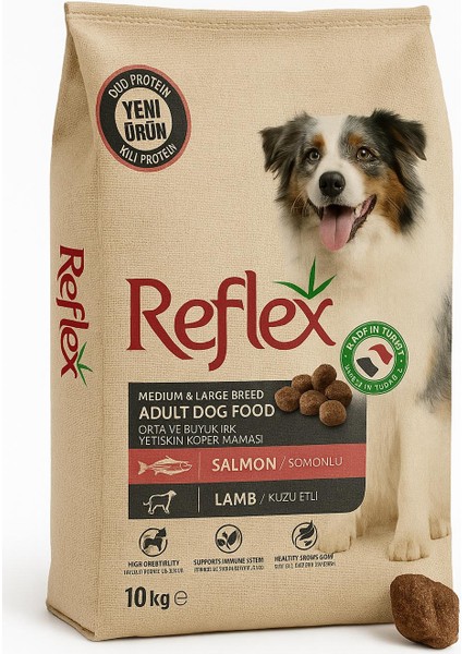 Duo Proteinli Somonlu ve Kuzu Etli Orta ve Büyük Irk Yetişkin Köpek Maması 10 kg