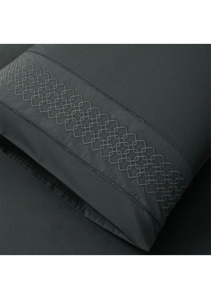 %100 Pamuk Percale Nevresim Seti 240X220 cm Antrasit - Juana Serisi modelleri