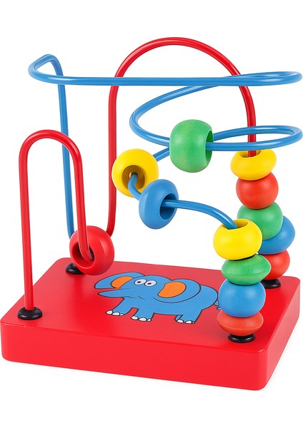 Ahşap Koordinasyon ve Boncuk Geçirme Oyuncağı Mini Boy – Fil Desenli