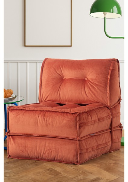 Homedius Mocca Tek Kişilik Katlanır Yatak Uzanma Koltuğu - Kiremit