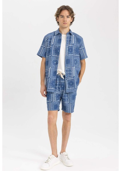 Regular Fit Desenli Bermuda Şort