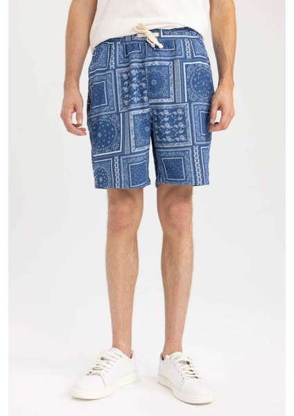 Regular Fit Desenli Bermuda Şort