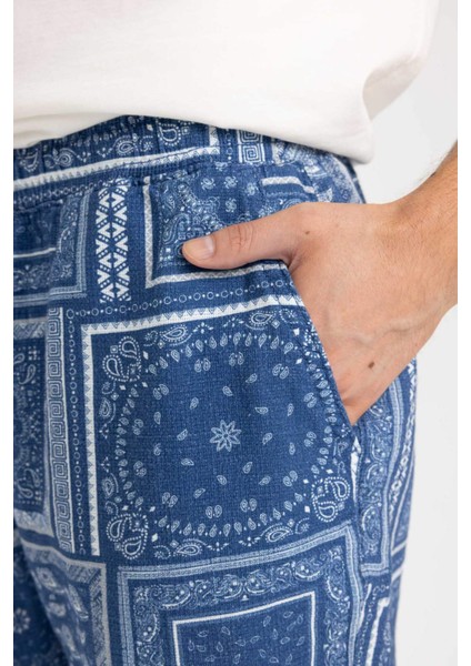 Regular Fit Desenli Bermuda Şort