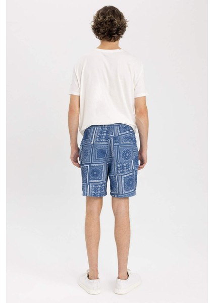 Regular Fit Desenli Bermuda Şort