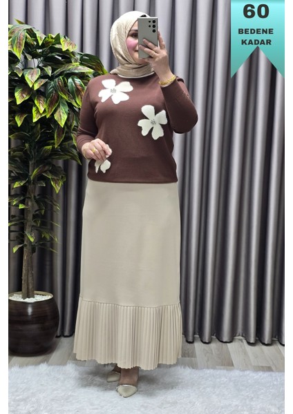 Kadın Giyim Büyük Beden Piliseli Etek