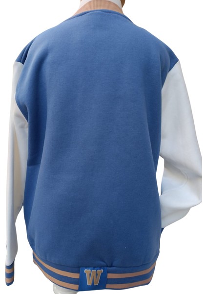 Erkek Çocuk Kolej Mont Mavi - Krem W Nakışlı Şardonlu Tam Kalıp modelleri