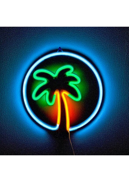 Palmiye 3D Baskı Neon LED Palmiye 3D Baskı Açık Yeşil