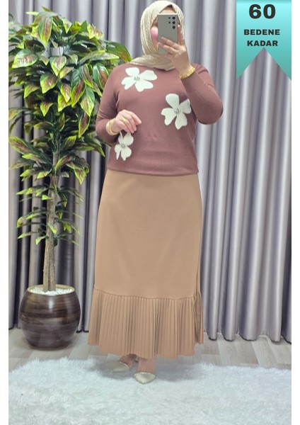 Kadın Giyim Büyük Beden Piliseli Etek