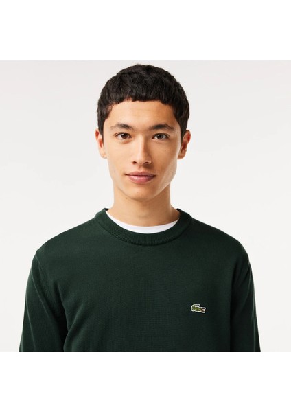 Regular Fit Bisiklet Yaka Organik Pamuklu Erkek Yeşil Kazak fırsatları