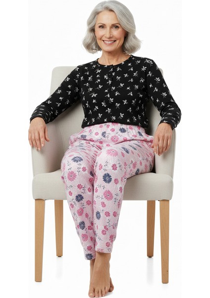 Kadın Kışlık Kadın Anne Içlik Pijama Altı %100 Pamuk Içi Miflonlu Klasik Beli Lastikli Rahat modelleri