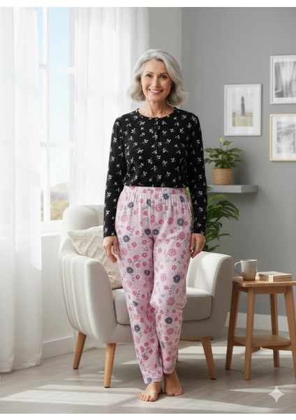 Kadın Kışlık Kadın Anne Içlik Pijama Altı %100 Pamuk Içi Miflonlu Klasik Beli Lastikli Rahat fırsatları