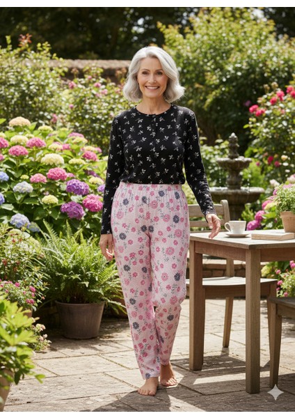 Kadın Kışlık Kadın Anne Içlik Pijama Altı %100 Pamuk Içi Miflonlu Klasik Beli Lastikli Rahat indirimleri