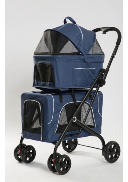 Mtxdpn Tommy Çift Katlı Evcil Hayvan Arabası Mavi 66*50* 98CM Max 30KG