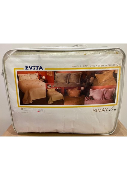 Simay Nakışlı Kapitone Keten Yatak Örtüsü modelleri