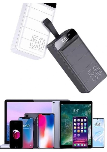 Hızlı Taşınabilir 50.000 Mah Powerbank LED Ekran Android ve Ios Uyumlu fırsatları