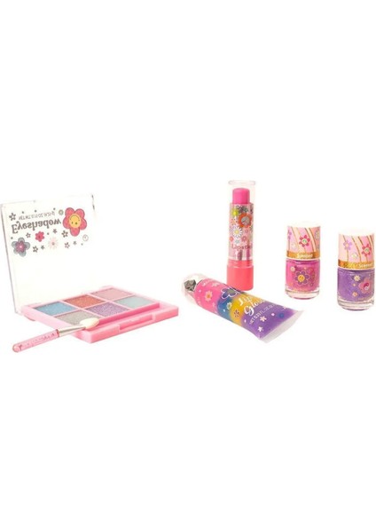 Parıltılı Taşınabilir Kozmetik Seti – Çocuk Makyaj Oyuncak Seti Akrilik Çantalı