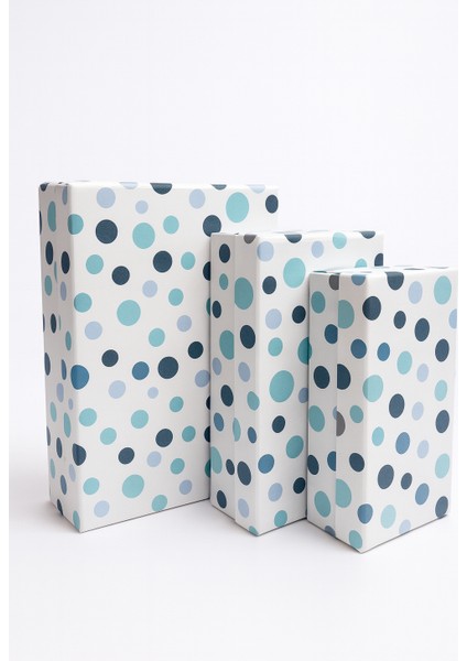 Mavi Puantiyeli 3'lü Matruşka Hediye Kutu Seti