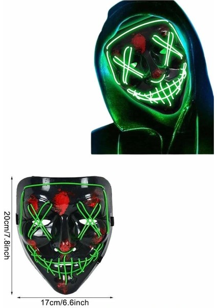 LED Işıklı Neon Maske Cadılar Bayramı Maskesi Korkunç Korku Maskesi indirimleri