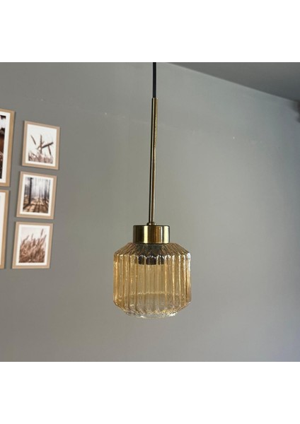 Jerno Cam Bal Rengi Tekli Avize Ince Eskitme Başlık Retro Sarkıt Lamba Salon Aydınlatma modelleri