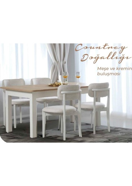 Alaçatı Açılır Masa + 6 Sandalye