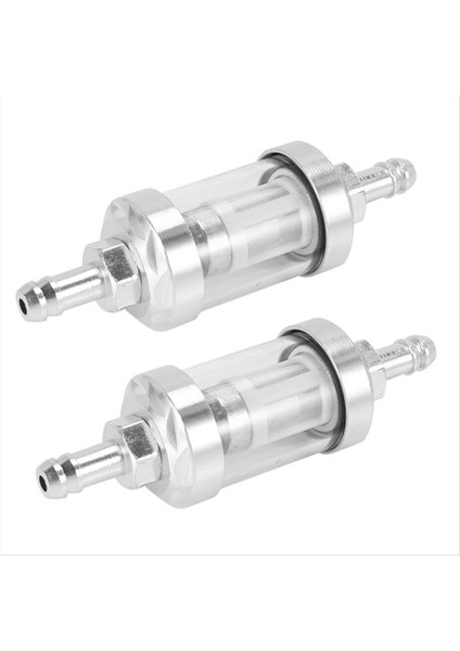 2 Adet Evrensel Krom Yakıt Benzin Ham Petrol Motoru Inline Filtre 5/16 Inç 8mm Gümüş Motosikletler Için (Yurt Dışından)