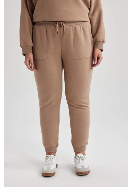 Regular Fit Jogger Kışlık Eşofman Altı Basic Düz Beli Lastikli Bağcıklı Cepli
