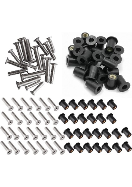 30 Pairs M5 Neopren Kuyu Somunları Paslanmaz Çelik Çapraz Başlı Cıvata Kuyu Somunları Kiti Kayık Motosiklet Ön Cam (Yurt Dışından) fiyatları