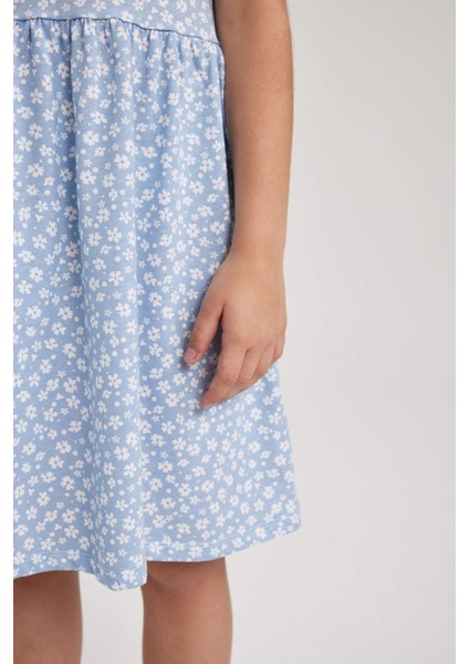 Kız Çocuk Desenli Pamuklu Kolsuz Elbise