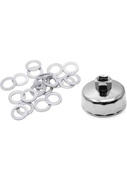 21 Pcs Araç Aksesuarları 20 Pcs Yağ Drenaj Tapası Yıkayıcı Contalar ve 1 Pcs 65MM 14 Flüt Yağ Filtresi Anahtarı Aracı (Yurt Dışından)