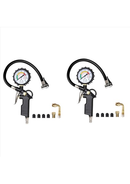 2x Lastik Basınç Göstergesi 220 Psı Lastik Şişiricisi Araba Motosiklet Bisiklet Kamyonu Için 90 Derece Valf Genişletici Hava Kompresörü (Yurt Dışından)