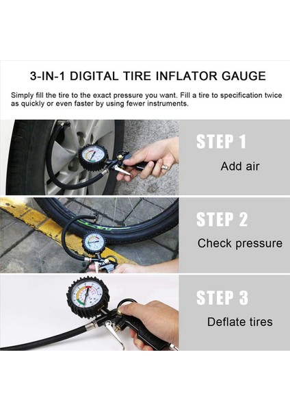 2x Lastik Basınç Göstergesi 220 Psı Lastik Şişiricisi Araba Motosiklet Bisiklet Kamyonu Için 90 Derece Valf Genişletici Hava Kompresörü (Yurt Dışından) indirimleri