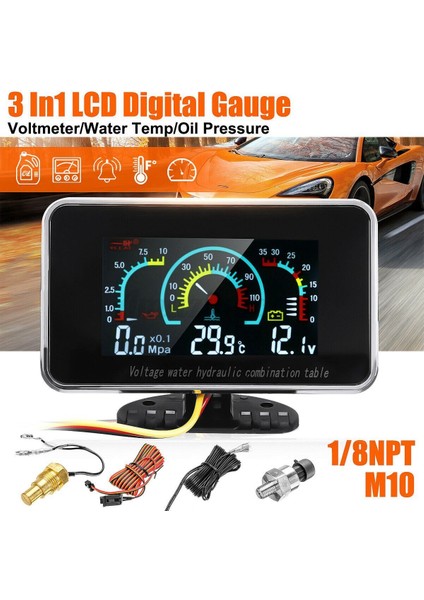 3 In1 LCD Araç Dijital Gösterge Voltmetre/yağ Basıncı/su Sıcaklığı 12-24V Evrensel (Yurt Dışından) fiyatları