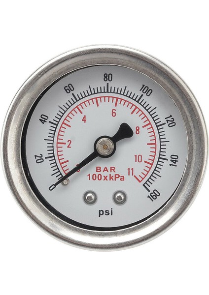 Ayarlanabilir 0-160 Psı Akaryakıt Yağı Basınç Regülatör Göstergesi Krom Gümüş Evrensel (Yurt Dışından)