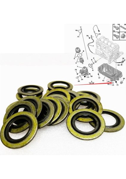 20PCS Motor Yağı Tahliye Tapası Conta 016393/016454 Peugeot Citroen Toyota Renault Fiat Iveco Nissan Opel Volvo Mini (Yurt Dışından) fırsatları