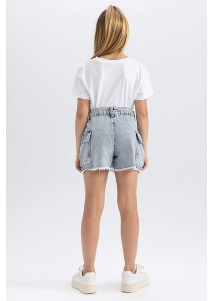 Kız Çocuk Kargo Fit Jean Şort