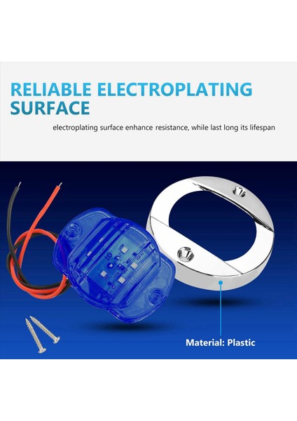 10X DC12V Yuvarlak Deniz Teknesi LED Nezaket Işıkları Kabin Güverte Kıç 6 LED Yan Marker Lightnavigatioin Açık Mavi (Yurt Dışından)