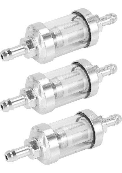 3x Evrensel Krom Cam Yakıt Petrol Petrol Motoru Sline Filtre 5/16 Inç 8mm Motosikletler Için Gümüş (Yurt Dışından)
