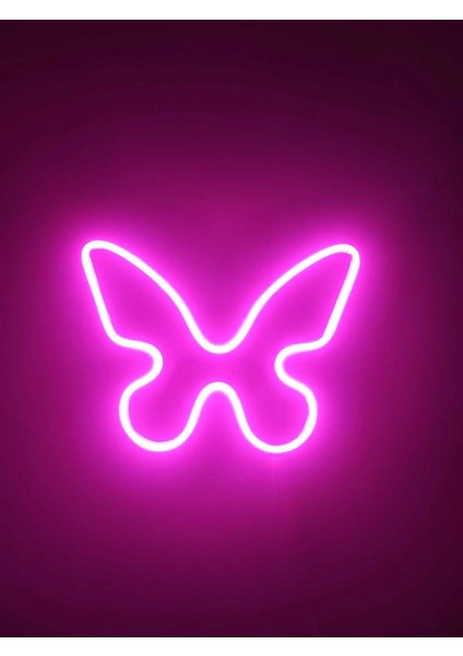 Kelebek 3D Baskı Neon LED Pembe