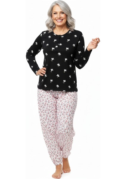 Kadın Kışlık Kadın Anne Içlik Pijama Altı %100 Pamuk Içi Miflonlu Klasik Beli Lastikli Rahat fırsatları