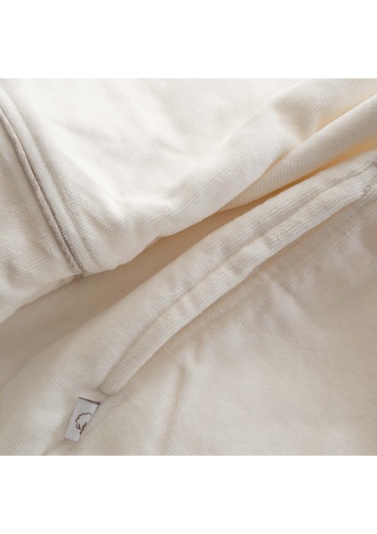 Vanya Kadın Bornoz %100 Organik Pamuk Kadife Aplike Nakışlı Krem fırsatları