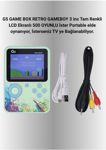 500 Oyun Hafızalı G5 Game Box – Renkli LCD Ekranlı