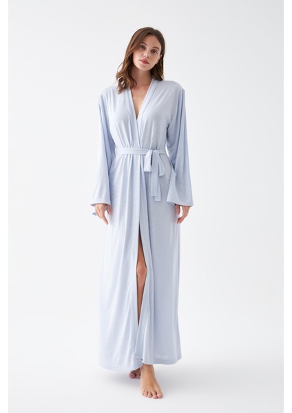 Kadın Uzun Mavi Penye Sabahlık fiyatları