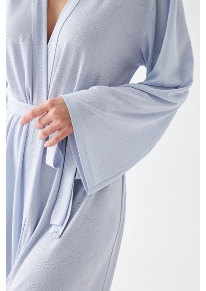 Kadın Uzun Mavi Penye Sabahlık fırsatları