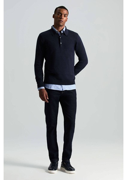 Kaşmir Pamuk Karışım Polo Yaka Lacivert Triko fiyatları