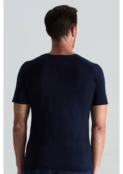 Bisiklet Yaka Lacivert Giza Pamuk Triko T-Shirt indirimleri