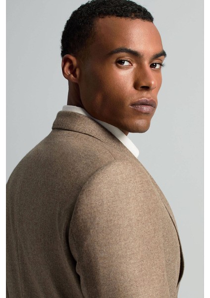 Italyan Yün Kaşmir Karışım Tütün Rengi Blazer Ceket modelleri